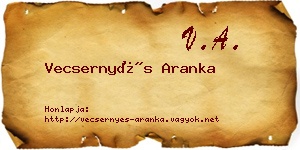 Vecsernyés Aranka névjegykártya